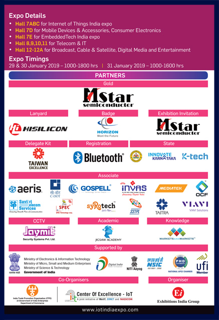 IoT India expo 2019 - 29-31 January 2019, Pragati Maidan, New Delhi, India